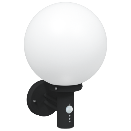 vidaXL Buitenwandlamp met Sensor Zwart RVS IP44 afbeelding2 - 1