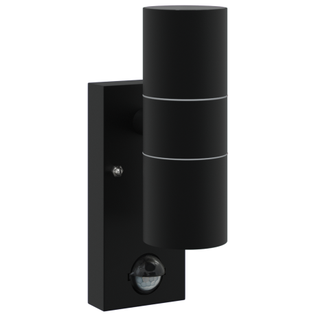 vidaXL Buitenwandlamp met Sensor Zwart RVS IP44 afbeelding2 - 1