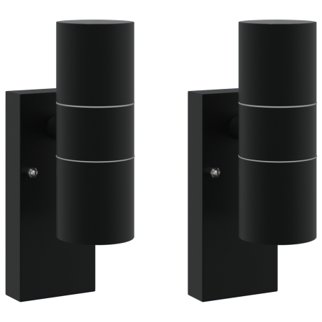 vidaXL Buitenwandlampen 2 stuks Zwart RVS IP44 afbeelding2 - 1