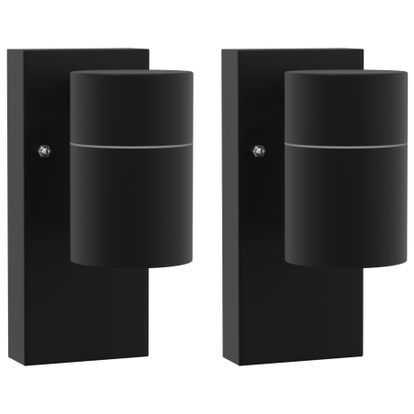 vidaXL Buitenwandlampen 2 stuks Zwart RVS IP44 afbeelding2 - 1
