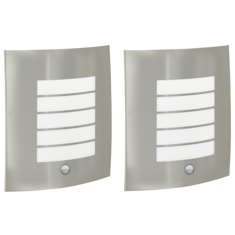 vidaXL Buitenwandlampen met Sensor 2 stuks Zilver RVS IP44 afbeelding2 - 1