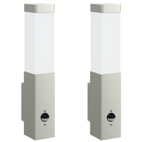 vidaXL Buitenwandlampen met Sensor 2 stuks Zilver RVS IP44 afbeelding2 - 1