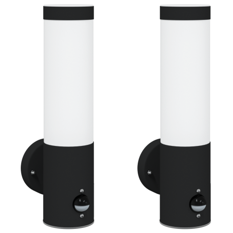 vidaXL Buitenwandlampen met Sensor 2 stuks Zwart RVS IP44 afbeelding2 - 1