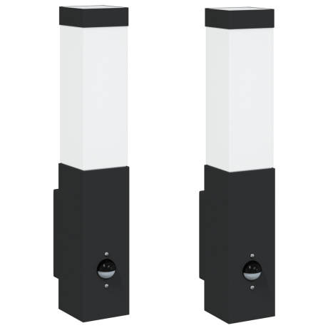 vidaXL Buitenwandlampen met Sensor 2 stuks Zwart RVS IP44 afbeelding2 - 1