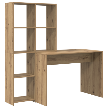 vidaXL Bureau met plank Artisan Eiken 138,5 x 55 x 143 cm Bewerkt hout afbeelding2 - 1