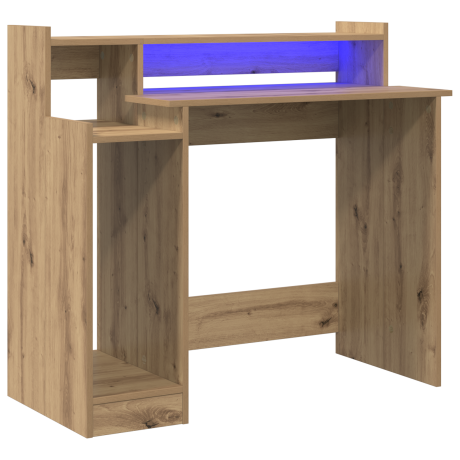 vidaXL Bureau met plank Artisan Eiken 97 x 45 x 90 cm Bewerkt hout afbeelding2 - 1