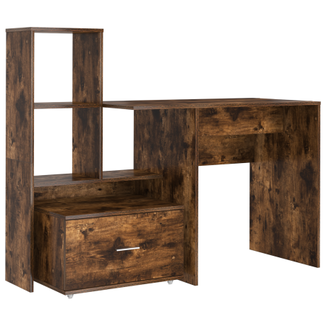 vidaXL Bureau Gerookt eiken 131,5 x 50 x 106,5 cm Bewerkt hout afbeelding2 - 1