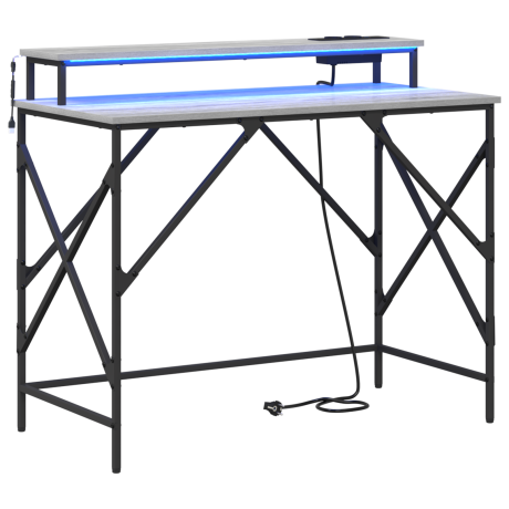 vidaXL Bureau Grijs sonoma 100 x 50 x 86.5 cm Bewerkt hout afbeelding2 - 1