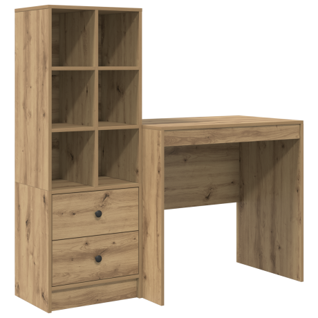 vidaXL Bureau met opbergruimte bewerkt hout artisanaal eiken afbeelding2 - 1