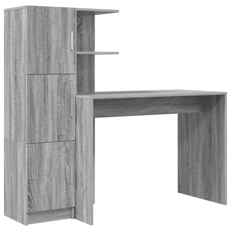 vidaXL Bureau met Opbergruimte Grijs Sonoma Geengineerd Hout afbeelding2 - 1