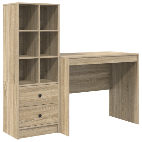 vidaXL Bureau met Opbergruimte in Sonoma Eiken Geengineerd Hout afbeelding2 - 1