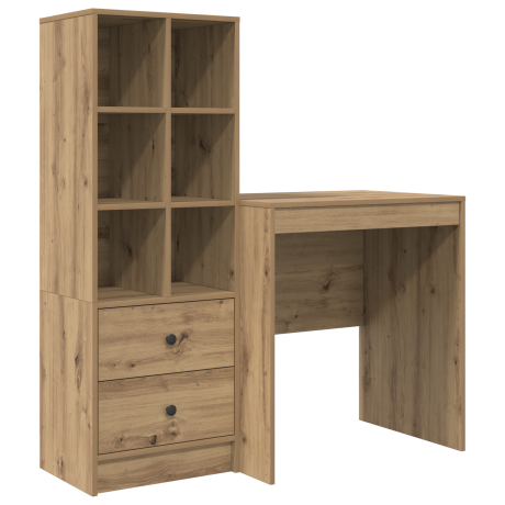 vidaXL Bureau met Opbergruimte van Artisan Eiken Hout afbeelding2 - 1