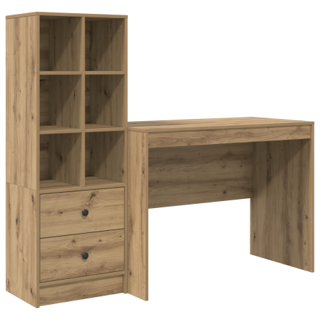 vidaXL Bureau met Opbergruimte van Artisan Eikenhout afbeelding2 - 1