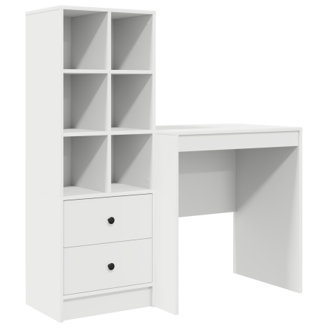 vidaXL Bureau met Opbergruimte Wit Geengineerd Hout afbeelding2 - 1