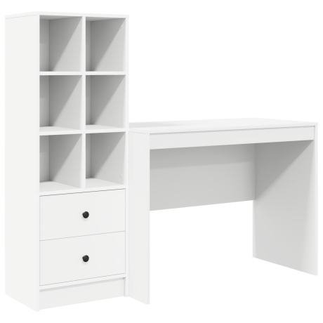 vidaXL Bureau met Opbergruimte Wit Geengineerd Hout afbeelding2 - 1