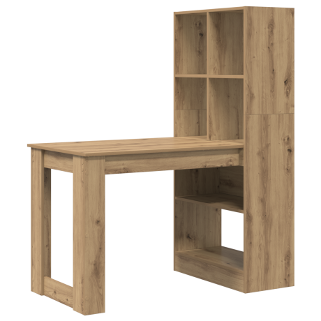 vidaXL Bureau met plank met opslag artisanaal eikenkleurig 122 x 67 x 145 cm afbeelding2 - 1