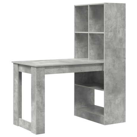 vidaXL Bureau met plank met opslag Beton Grijs 122 x 67 x 145 cm afbeelding2 - 1