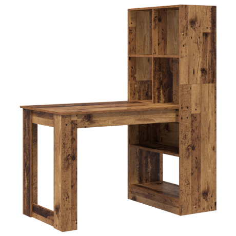 vidaXL Bureau met plank met opslag Oud Hout 122 x 67 x 145 cm afbeelding2 - 1