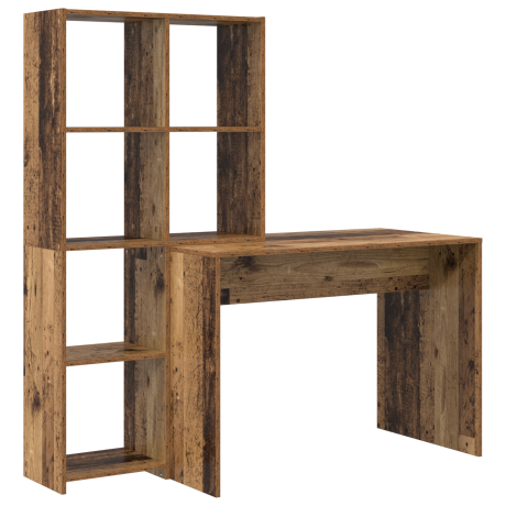 vidaXL Bureau met plank Oud Hout 138,5 x 55 x 143 cm Bewerkt hout afbeelding2 - 1