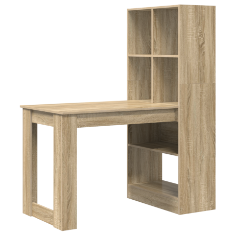 vidaXL Bureau met plank Sonoma Eiken 122 x 67 x 145 cm Bewerkt hout afbeelding2 - 1