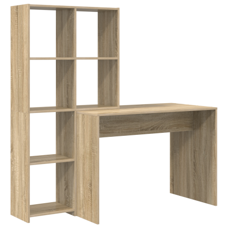 vidaXL Bureau met plank Sonoma Eiken 138,5 x 55 x 143 cm Bewerkt hout afbeelding2 - 1