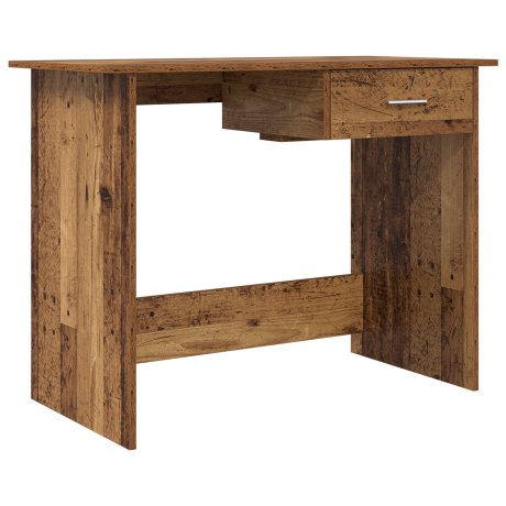 vidaXL Bureau met lade Oudhout 100 x 50 x 76 cm Bewerkt hout afbeelding2 - 1
