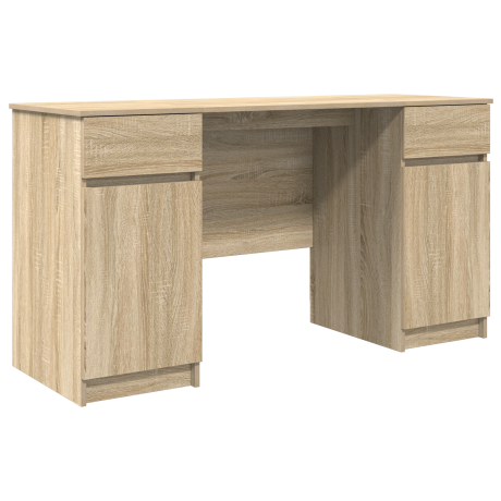 vidaXL Bureau met lade Sonoma eiken 140 x 49 x 76 cm Bewerkt hout afbeelding2 - 1
