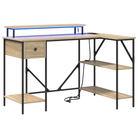 vidaXL Bureau met lade Sonoma Eiken 120 x 79 x 86,5 cm Bewerkt hout afbeelding2 - 1