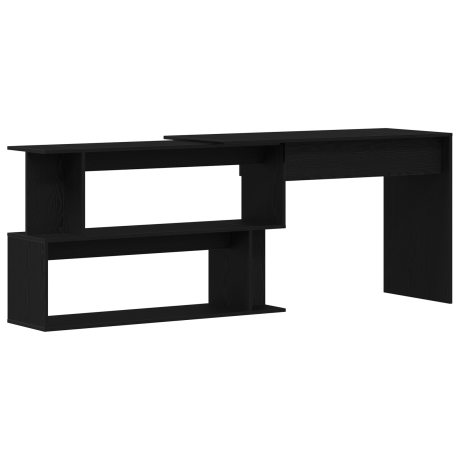 vidaXL Bureau Zwart Eiken 200x50x76 cm Bewerkt Hout afbeelding2 - 1