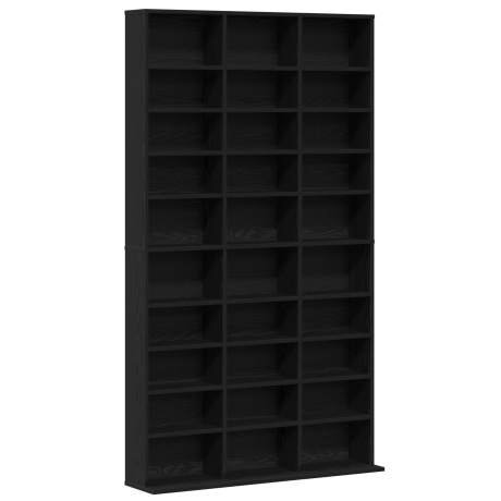 vidaXL CD Kast met plank Zwart Eiken 101 x 23 x 177,5 cm Bewerkt hout afbeelding2 - 1