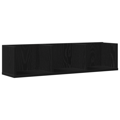 vidaXL CD Wandrek Zwart Eiken 75x18x18 cm Behandeld Hout afbeelding2 - 1