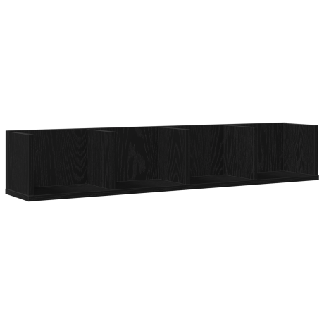 vidaXL Wandplank met plank Zwart Eiken 100 x 18 x 18 cm Bewerkt hout afbeelding2 - 1