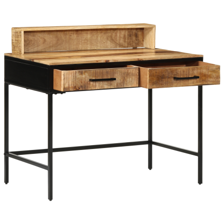 vidaXL Wandtafel Bruin 100 x 55 x 89.5 cm Massief Mangohout en Metaal afbeelding2 - 1