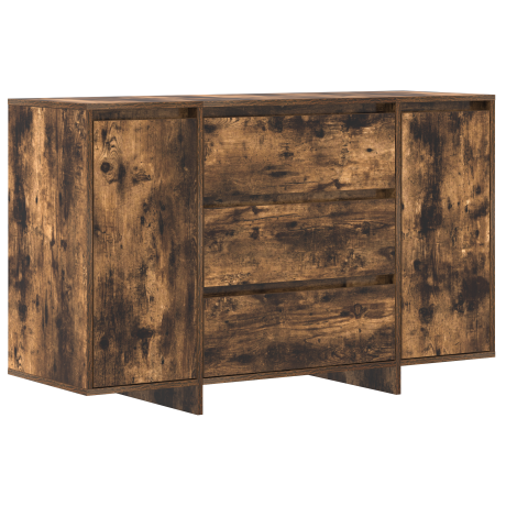 vidaXL Dressoir met lade Gerookt eiken 120 x 41 x 75 cm Bewerkt hout afbeelding2 - 1