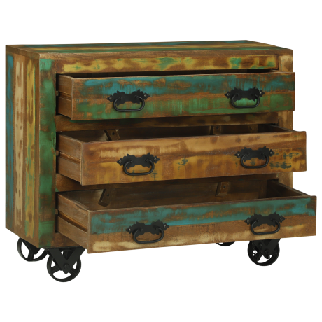 vidaXL Dressoir met 3 Lades 80x30x65 cm Massief Hout Gerecycled afbeelding2 - 1