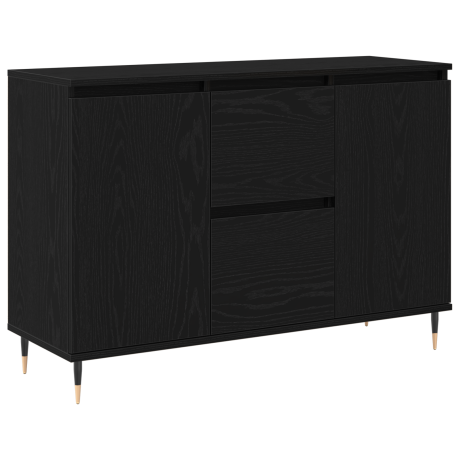 vidaXL Dressoir met lade Zwart Eiken 101,5 x 35 x 70 cm Bewerkt hout afbeelding2 - 1