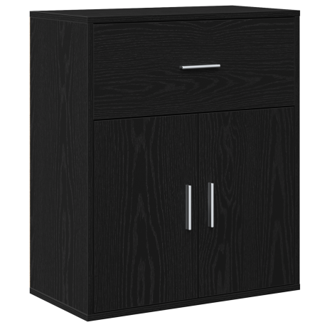vidaXL Dressoir met lade Zwart Eiken 60 x 31 x 70 cm Bewerkt hout afbeelding2 - 1