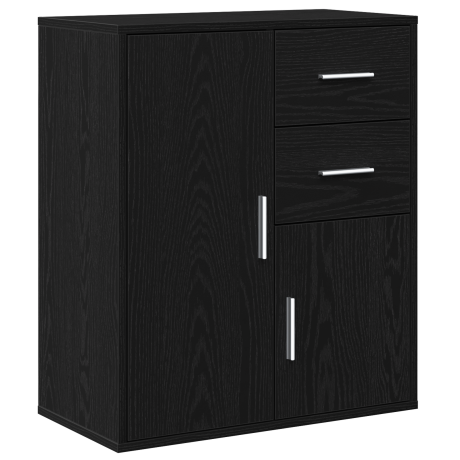 vidaXL Dressoir met lade Zwart Eiken 60 x 31 x 70 cm Bewerkt hout afbeelding2 - 1