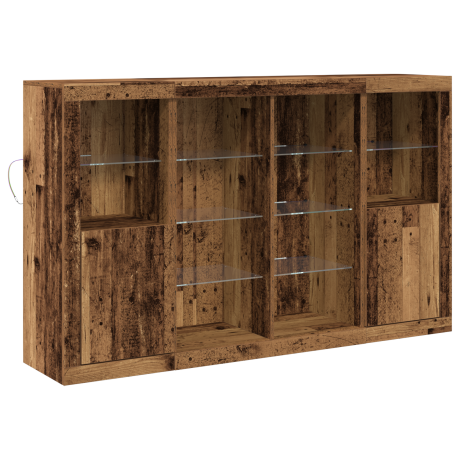 vidaXL LED Sideboard Oudhout 163 x 37 x 100 cm Bewerkt hout afbeelding2 - 1