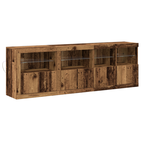 vidaXL LED Sideboard Oudhout 202 x 37 x 67 cm Bewerkt hout afbeelding2 - 1