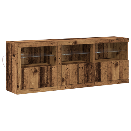 vidaXL LED Sideboard Oud Hout 181 x 37 x 67 cm Bewerkt hout afbeelding2 - 1