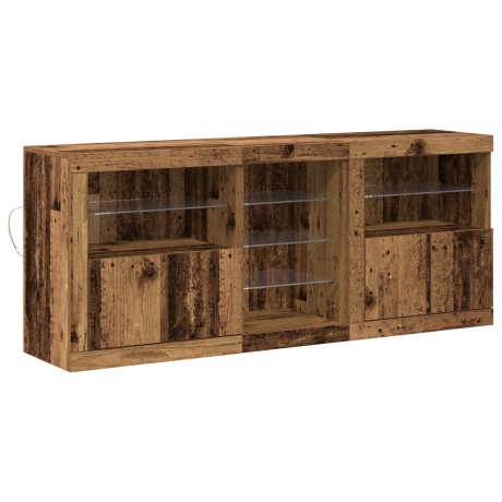 vidaXL LED Sideboard Oudhout 162 x 37 x 67 cm Bewerkt hout afbeelding2 - 1