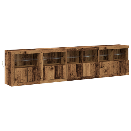 vidaXL Dressoir met LED Lichten Oude Hout 283x37x67 cm Engineered Wood afbeelding2 - 1