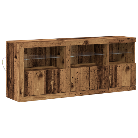 vidaXL LED Sideboard Oudhout 162 x 37 x 67 cm Bewerkt hout afbeelding2 - 1