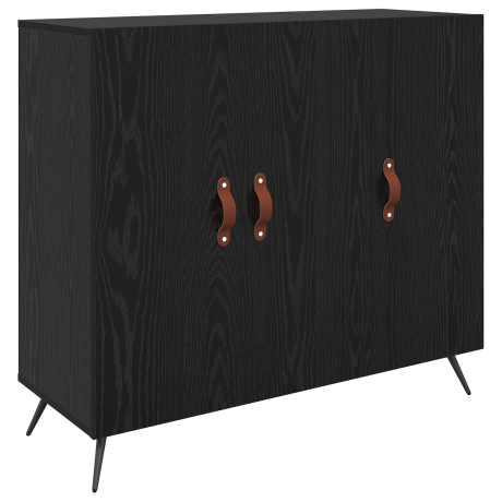 vidaXL Dressoir Zwart Eiken 89,5 x 34 x 80 cm Bewerkt hout afbeelding2 - 1