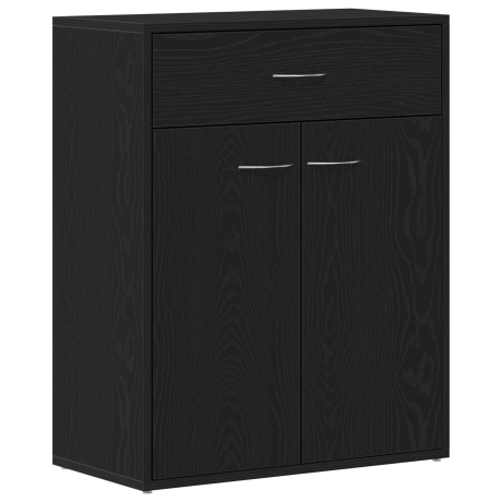 vidaXL Dressoir met lade Zwart Eiken 60 x 30 x 75 cm Bewerkt hout afbeelding2 - 1