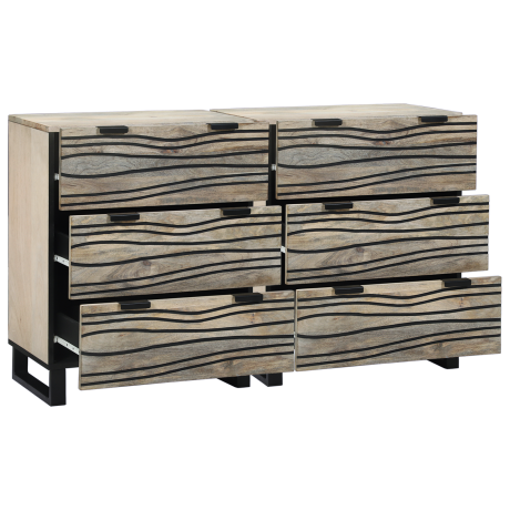 vidaXL Dressoir set 2 pcs Wit 60 x 33,5 x 75 cm Massief Mango Hout afbeelding2 - 1