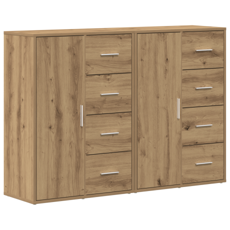 vidaXL Dressoir 2 pcs Artisan Eiken 60 x 31 x 84 cm Bewerkt hout afbeelding2 - 1