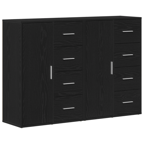 vidaXL Dressoirs 2 st 60x31x84 cm bewerkt hout zwart eikenkleurig afbeelding2 - 1