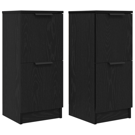 vidaXL Dressoir 2 pcs Zwart Eiken 30 x 30 x 70 cm Bewerkt hout afbeelding2 - 1